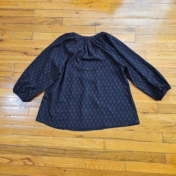 JOIE Gloria Pleated Black Diamond Print Blouse Size Small Women's - Picture 3 of 8